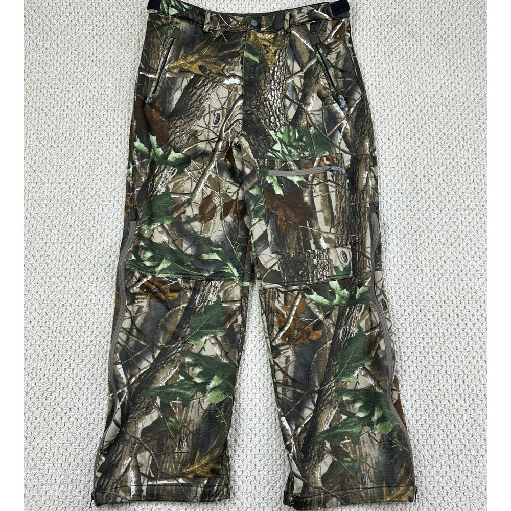 Whitewater Outdoors Pants Mens M Realtree Camo Grid Fleece Lined Hunting Outdoor